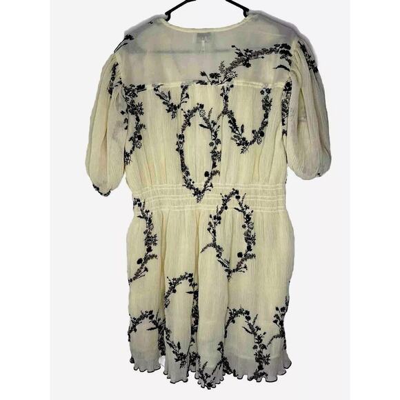 Ganni NWT Women Sz 40 US 8 Yellow Black Milkmaid Dress Floral Coquette Party - Picture 2 of 16